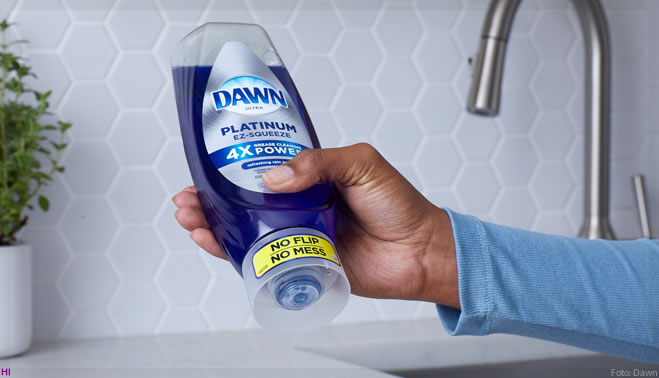 Dawn apresenta detergente lava-louças invertido com válvula autovedante