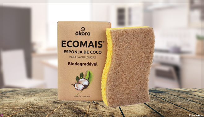 Esponja vegetal compostável é produzida com fibra de coco