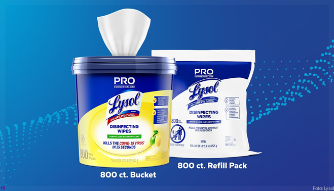 Lysol Pro Solutions lança embalagem com 800 wipes desinfetantes nos EUA